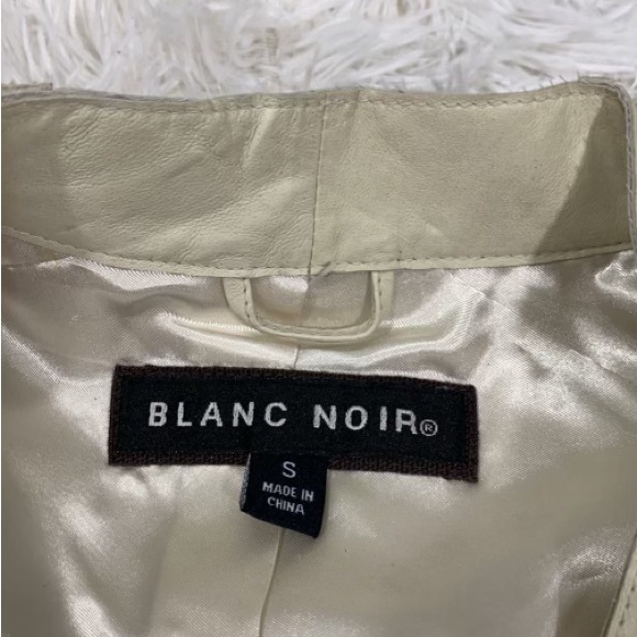 BLANC NOIR Sample Peek A Boo Leather Studded Grommet Vest Pockets Bone White S - Picture 12 of 13